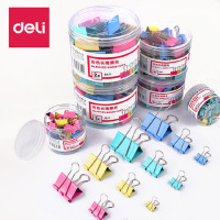 得力8556 彩色长尾夹文件夹子燕尾夹铁票夹 彩色15mm 60只/筒（一筒价）