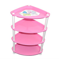 茶花(CHAHUA) 1802-A 置物架免打孔落地三角架 平底四层 粉色