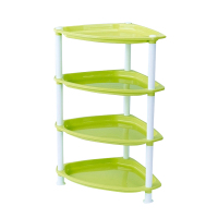 茶花(CHAHUA) 1802-A 置物架免打孔落地三角架 平底四层 绿色