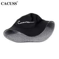 CACUSS PM078帽子男女防晒渔夫帽双面戴盆帽黑色