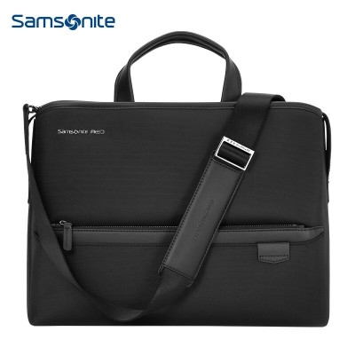 新秀丽(Samsonite)公文包电脑包商务包手提包单肩包斜跨包时尚男包横款大容量 黑色