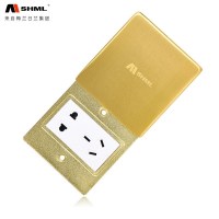 梅兰日兰86型地插座全铜防水地插平推滑盖五孔地插金色推拉式孔距60mm尺寸90*90mm