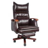 电脑椅 舒适靠枕老板椅 办公椅 高靠背转椅 可躺带脚踏椅 黑色科技皮8010