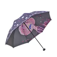 天堂伞 30135ELCJ 碰击布黑胶双面转印三折蘑菇太阳伞晴雨伞(BY)