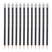 晨光(M&G)文具HB六角木杆铅笔 学生银黑抽条考试铅笔(带橡皮) 美术素描绘图木质12支/盒AWP30801