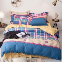 多喜爱美眠康纯涤磨毛套件钻石绒简约条格保暖