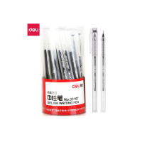 得力(deli)0.5mm全针管黑色中性笔水笔签字笔 办公用品40支桶33107