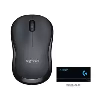 罗技(Logitech)M220黑色无线鼠标+桌垫