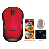 罗技(Logitech)M220红色无线鼠标+鼠标垫+鼠标收纳袋+南孚五号电池八粒装