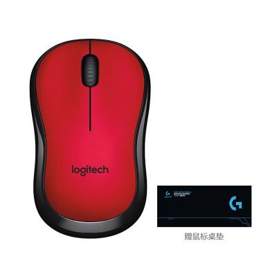 罗技(Logitech)M220红色无线鼠标+桌垫