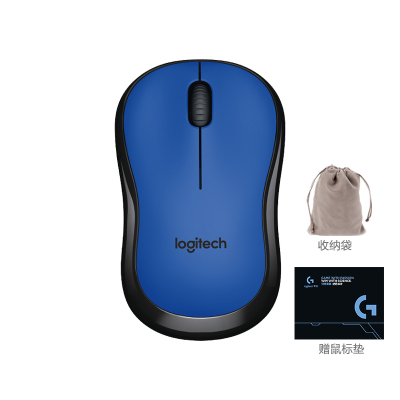 罗技(Logitech)M220蓝色无线鼠标+鼠标垫+鼠标收纳袋