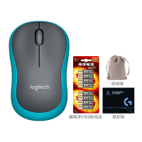 罗技(Logitech) M186蓝色无线鼠标+鼠标垫+鼠标收纳袋+南孚五号电池八粒装