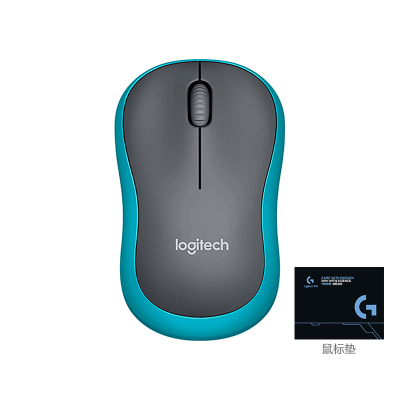 罗技(Logitech) M186蓝色无线鼠标+鼠标垫