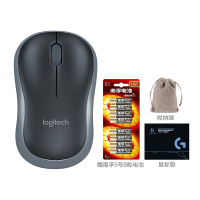 罗技(Logitech) M186黑色无线鼠标+鼠标垫+鼠标收纳袋+南孚五号电池八粒装