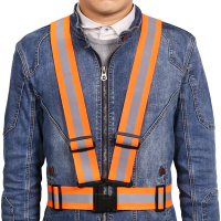 趣行 反光衣 反光背心 弹力背带反光衣 可调式男女均码 汽车夜跑骑行安全橙色警示服