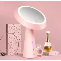 美的(Midea)化妆镜便携led充电台灯美容美妆镜子创意礼物 美悠T03粉色