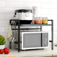 可伸缩厨房置物架微波炉架子烤箱收纳家用双层桌面台面放电饭锅架