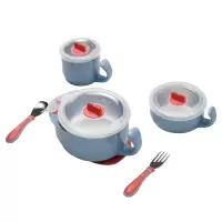 babycare婴儿碗勺套装宝宝吃饭辅食碗 3件套)-鲸鱼款