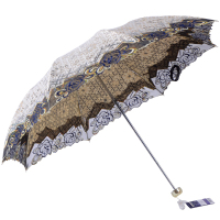 天堂伞伞太阳伞绣花蕾丝女士刺绣布高档遮阳伞防晒公主洋伞 5号金色