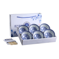 路易菲斯 青花瓷碗筷套装 高尔夫陶瓷碗套装(六碗六筷)单套装