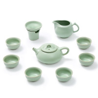 金镶玉 整套茶具 汝窑如意茶具套装 茶壶130ml+公道杯+茶漏+茶杯6