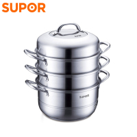 苏泊尔蒸锅SZ26B4 易存储不锈钢三层复底蒸锅26cm