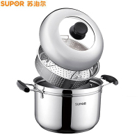 苏泊尔蒸锅SZ24S1 不锈钢蒸锅汤锅复底双层多用锅24cm