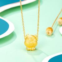 【2020新款】老庙黄金吊坠足金可爱生肖牛本命年智慧牛转运珠