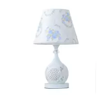 美的(Midea)欧式现代简约遥控结婚庆卧室床头灯客厅创意时尚田园调光布艺台灯 蓝小花+白炽灯泡 调光开关