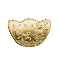 牛年贺岁金牛送福元宝纪念币 100个起订