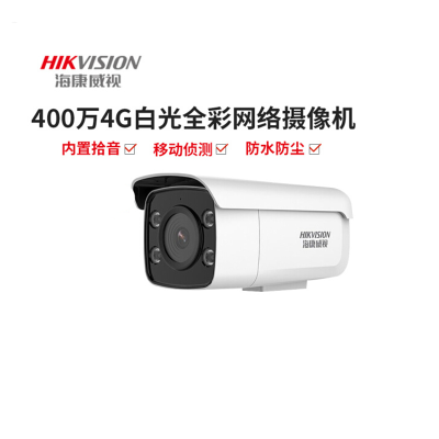 海康威视4G室外监控摄像头 网络高清监控手机远程观看户外监控摄像白光全彩 3T46FDWD-LGLE（400万4G枪机）