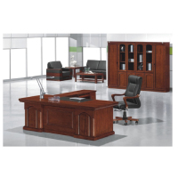 油漆老板桌 2800*2000*750 酒红色