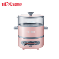 膳魔师多功能料理锅家用网红锅煎煮烤涮一体宿舍小型可分离电蒸锅标配（蜜橘粉）