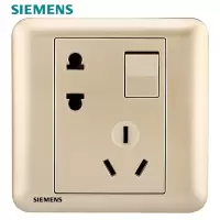 西门子（SIEMENS）开关插座 五孔带开关一开五孔usb插座电源墙壁插座86型 皓睿系列砂釉金 一开五孔带单控开关