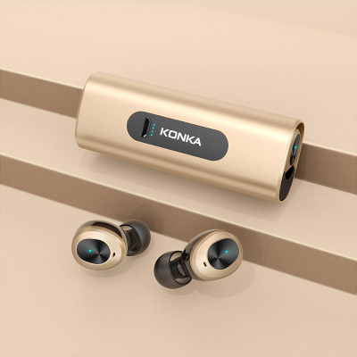 KONKA康佳KTW7无线蓝牙耳机 运动双耳入耳式隐形 超长续航待机 电竞游戏专用无延迟 金色