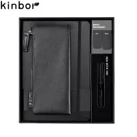 kinbor商务文具套装DTB2010 手账本礼盒文具套装手帐本(A5笔记本子/文具袋/钢笔/6只墨囊)黑骑士
