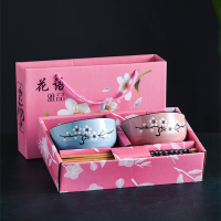 企采严选 碗筷套装 手绘花语雪花碗筷二碗筷+粉色礼盒 20套起订