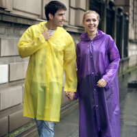 一次性雨衣 加厚全新料帽绳雨披户外雨衣四合扣成人雨披户外旅行一次性雨披男女雨衣 6个装 颜色随机
