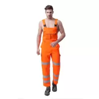 博迪嘉 Bodyguard Workwear GN630-M 荧光橘红涤棉背带裤 GN630-M(包装数量 1个)