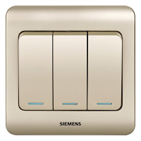 西门子(SIEMENS)开关插座 三开单控带荧光面板 远景金棕色