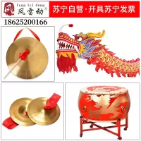 风雷动9节绸布舞龙道具龙灯服装舞狮龙狮表演龙头布龙钢丝龙套装红颜色大游龙+10套舞龙服+24寸鼓+24cm黄铜镲+22黄