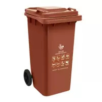 敏胤 MYL-7240 湿垃圾 240L加厚户外分类标识垃圾桶(挂车带轮)(计价单位:个)咖啡色