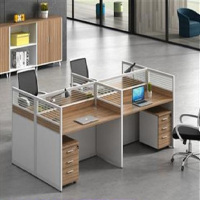 四人位办公桌 一字型带柜
