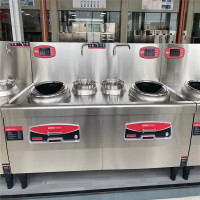 (金佰特)双炒双温电磁灶 台面采用304-2B不锈钢板制作,台面采用冲压面板1.5mm,侧板前面板1.2mm 。