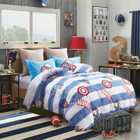 迪士尼(DISNEY)纯棉漫威英雄套件床上用品三件套 1.5米床 蓝色
