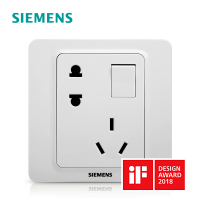 西门子(SIEMENS)开关插座面板映彩皓锌白86型五孔USB空调16A 电源插座 一开五孔