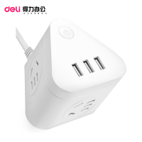 得力18321 魔方小安USB插座 插线板 3USB接口+3组合孔 总控 白色