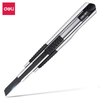 得力deli)黑刀片锌合金美工刀 安全自锁功能裁纸刀 2056S