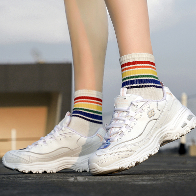 Skechers斯凯奇女鞋2020新款Dlites熊猫鞋厚底跑步鞋11919-WBGD