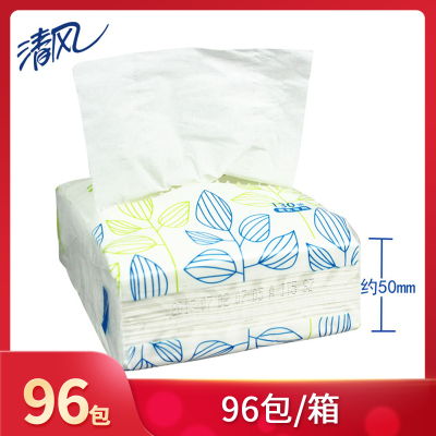 清风 商用 餐巾纸 抽纸 二层 130抽*96包 抽取式面巾纸(箱装)